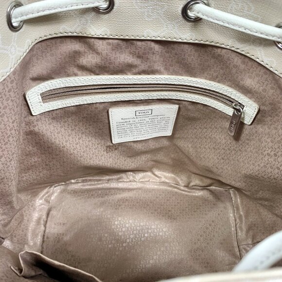 TOUS Shoulder Bucket Bag Women Leather Large Sand Stone Canvas Shopper Tote main image 12
